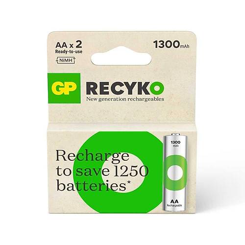 GP Recyko 1300 mAh 2'li Şarjlı AA Kalem Pil
