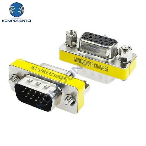 HD15 VGA-VGA Erkek-Dişi (M2F) 15 Pin Çevirici Ara Adaptör