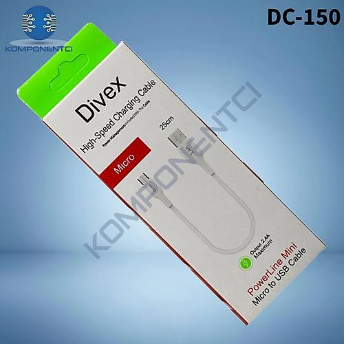 Divex 2.4A Micro USB to USB Hızlı Şarj Kablosu 25cm DC-150