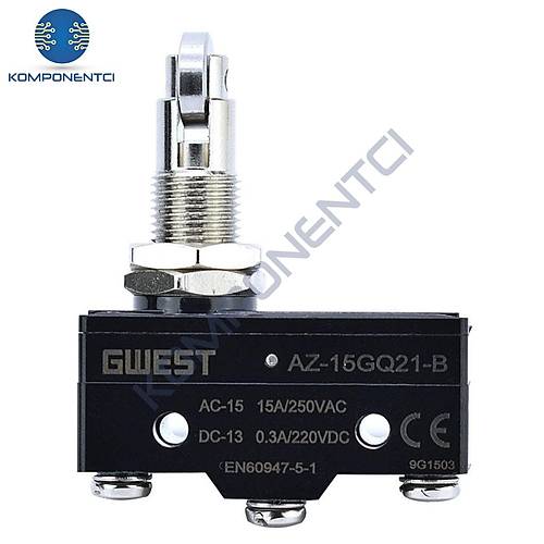 Gwest AZ-15GQ21-B Yan Dik Metal Makaralı Mikro Switch 15A 1NO + 1NC
