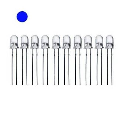 5mm Şeffaf Mavi Led Paketi - 10 Adet