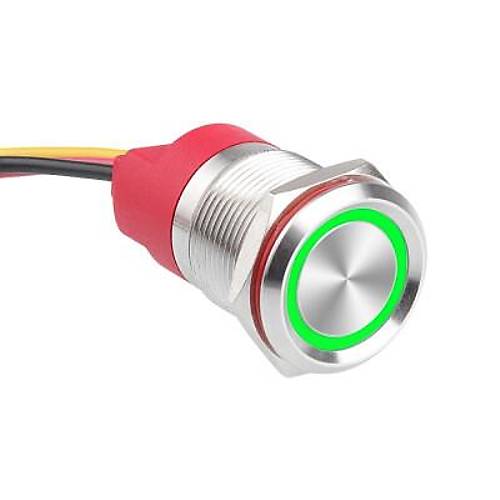 WD19T-P2-E 19mm Dokunmatik Touch Metal Buton - Yeşil