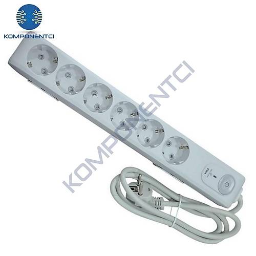 Viko Multi-Let Şok Korumalı Altılı Grup Priz Topraklı Çocuk Korumalı 1.5 Mt