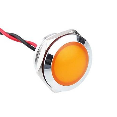 WD19L-P2 19mm 12-24V Kablolu Metal Sinyal Lambası - Sarı