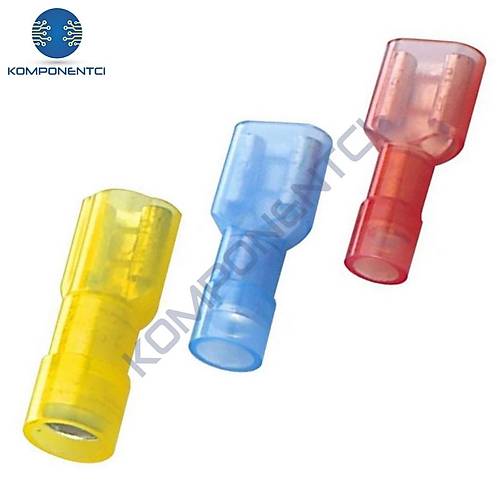 PFD - 1638 0.5-1.5mm2 Tam İzoleli Polyamid Dişi Faston Kablo Ucu Kırmızı - 100 Adet