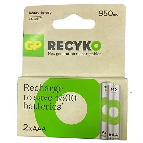 GP ReCyko 950 mAh AAA Şarj Edilebilir İnce Kalem Pil 2'li Paket