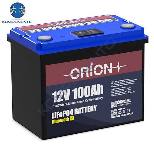 Orion Akü LifePo4 12100B 12V 100aH Bluetooth Ekranlı