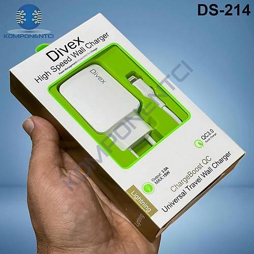 Divex Apple-Iphone Uyumlu 3.0A Adaptör ve Şarj Kablosu Seti DS-214