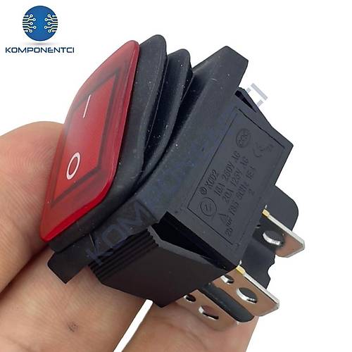 IC-104W Geniş Körüklü Işıklı Anahtar On-Off 4P Kırmızı