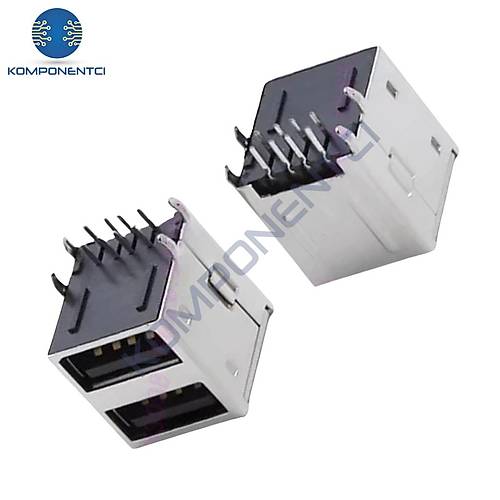 IC-265E USB İkili 2.0 Şase A Tip Dişi 90° Siyah