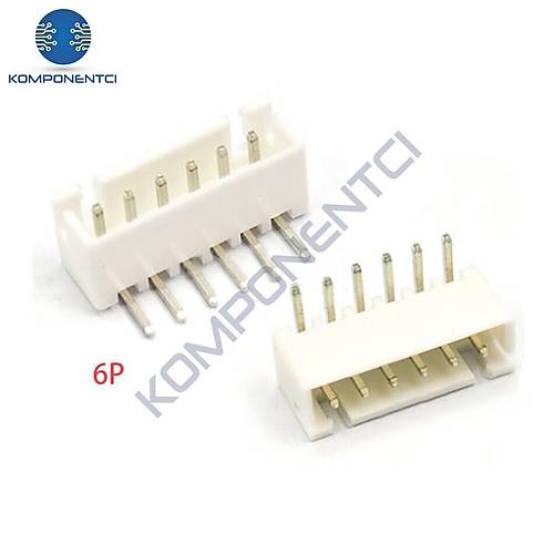 6 Pin JST-XH 2.54 Tunik Konnektör Erkek Eğik 90°