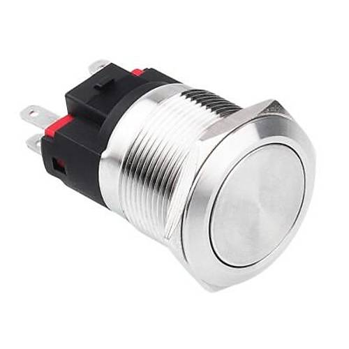 WD22E-P1 22mm Düz Yaylı Metal Buton