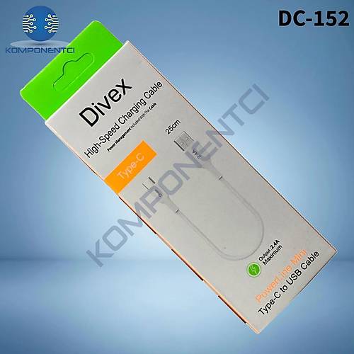 Divex 2.4A Type-C to USB Hızlı Şarj Kablosu 25cm DC-152