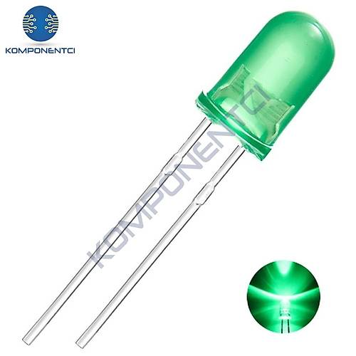 5mm Led Yeşil Diyot Diffused 1 Adet