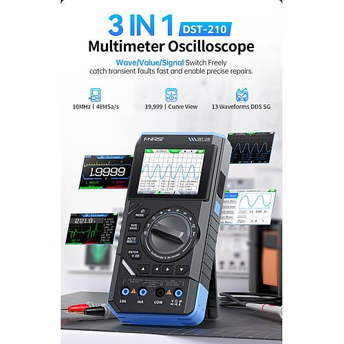 DST-210 3'ü 1 Arada El Tipi Osiloskop + Multimetre + Sinyal Jeneratörü