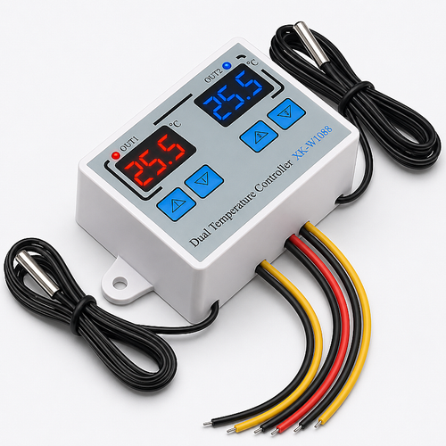 XK-W1088 İkili Dijital Sıcaklık Kontrollü Termostat - 12V/DC 120W