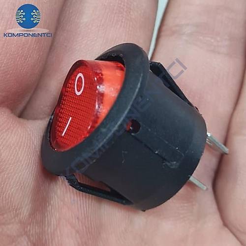 IC-133-5 Yuvarlak Kırmızı Işıksız Anahtar ON-OFF 2P
