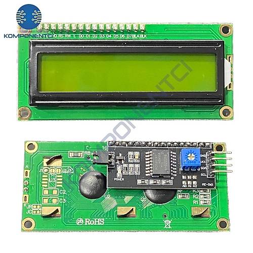 2x16 LCD - LCD1602 Yeşil Ekran + IIC/I2C Arayüz Modülü