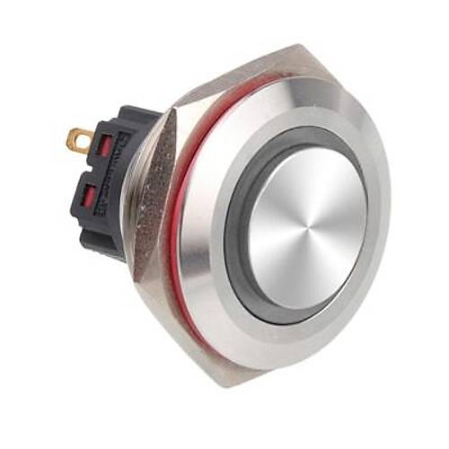 WD28B-G1-E 28mm Çıkık Yaylı Işıklı Metal Buton - Beyaz