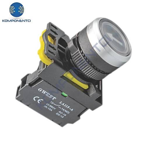 Gwest A5-10/3 22mm Start İşaretli Yaylı Buton Beyaz 1NO