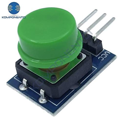 12x12mm Push Buton Switch Modül Yeşil Kapak 1 Adet