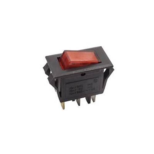 T85 Tekli Dar Işıklı On/Off Anahtar - Kırmızı