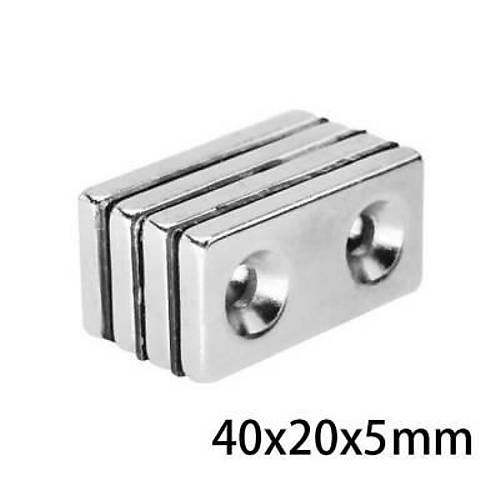 38X18x5-5mm Çift Havşa Delikli Neodyum Güçlü Mıknatıs - Neodim Magnet