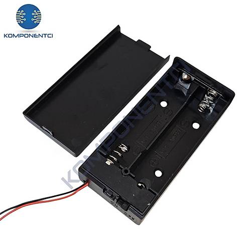 18650 İkili Pil Yuvası Kapaklı Switchli Pil Kutusu Anahtarlı