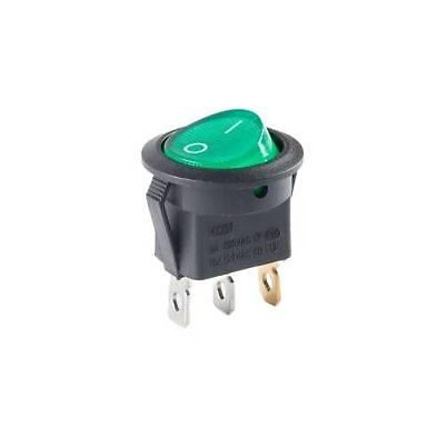 KCD1 Siyah Yeşil Işıklı On/Off Anahtar 3 Pin