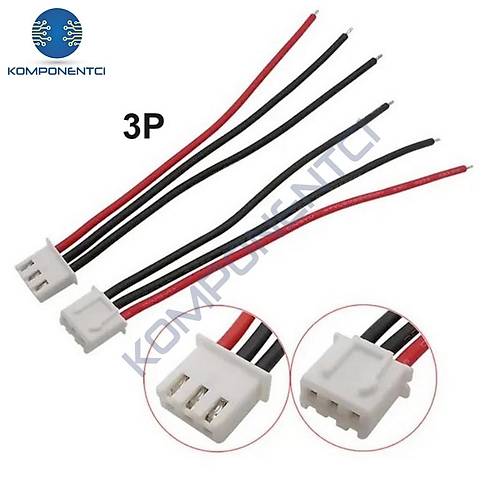 JST-XH 2.54mm 3 Pin 26AWG 20cm Tek Damarlı Dişi Bağlantı Kablosu