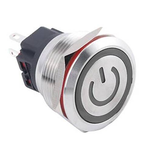 WD25B-P1Z-EC 25mm Düz Anahtarlı Işıklı Power Metal Buton - Beyaz