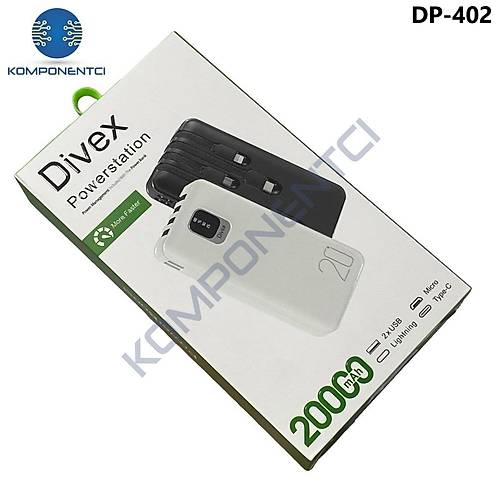 Divex 20000 mAh Powerbank 4 Farklı Kablo Çıkışlı DP-402