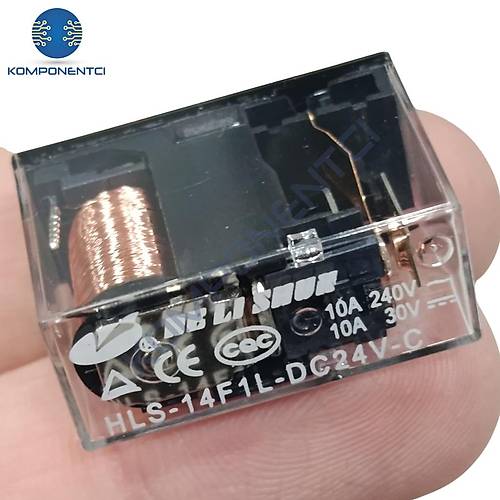 24V 10A Tek Kontak Röle - HLS-14F1L-DC24V-C