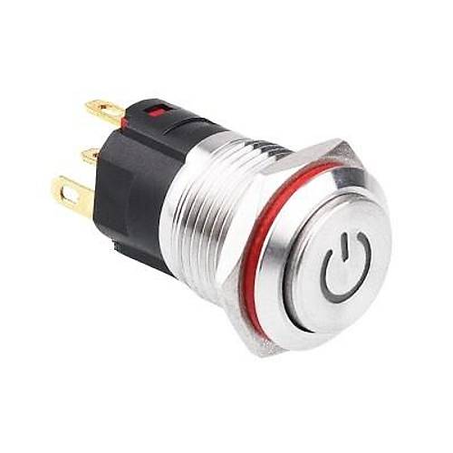 WD16A-G1Z-C 16mm Çıkık Anahtarlı Işıklı Power Metal Buton - Beyaz