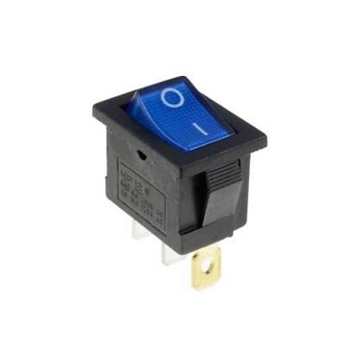 KCD1 Siyah Mavi Işıklı On/Off Anahtar 3 Pin