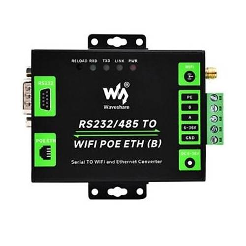 Endüstriyel RS232/RS485'ten WiFi ve Ethernet'e Dönüştürücü Modül - PoE Ethernet Port