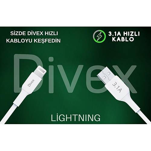 Divex 3.1A Lightning Hızlı Şarj Data Kablosu 1m DC-114