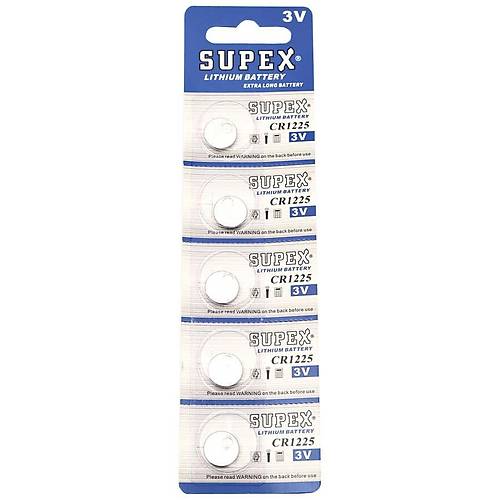 Supex CR1225 3V Lityum Düğme Pil - 5'li Kart