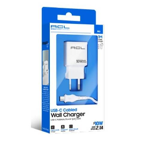 ACL A6 2.1A 10 W 1xUSB-A USB-C Kablo Şarj Makinesi