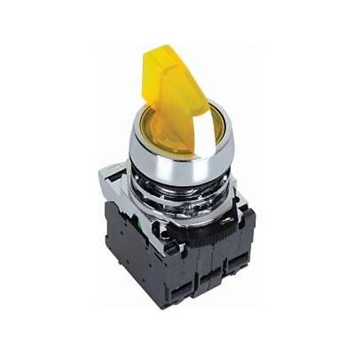 ISM-BK135M5 220V Metal Sarı Işıklı Mandal Buton 1-0-2