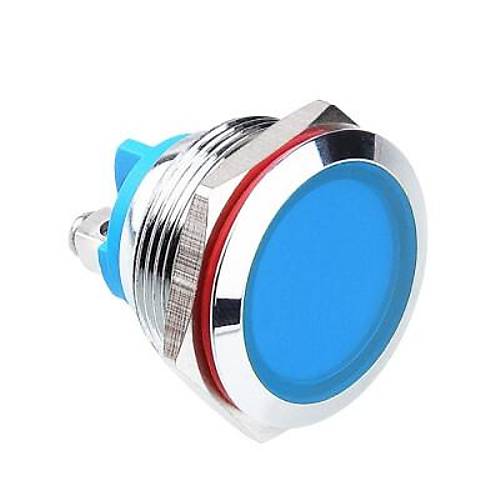 WD22L-P0 22mm 12-24V Metal Sinyal Lambası - Mavi