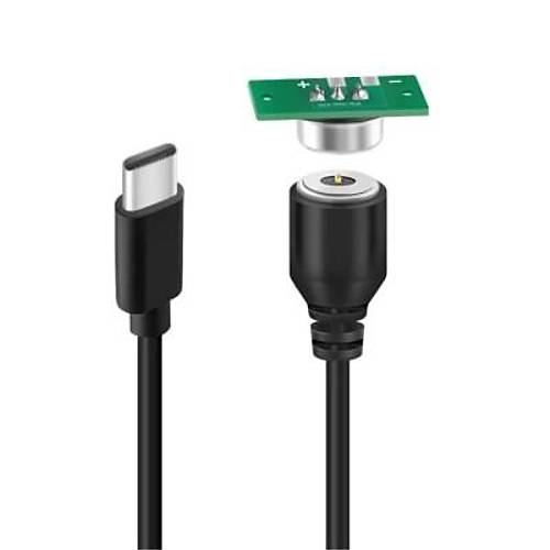 2-Pin 10mm Kablolu PCB'li Pogo Pin Manyetik Konnektör Takımı - Type-C Soketli