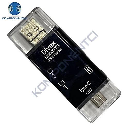Divex USB3.0 - Type-C - Micro USB Girişli SD-Micro-SD Kart Okuyucu OTG Card Reader