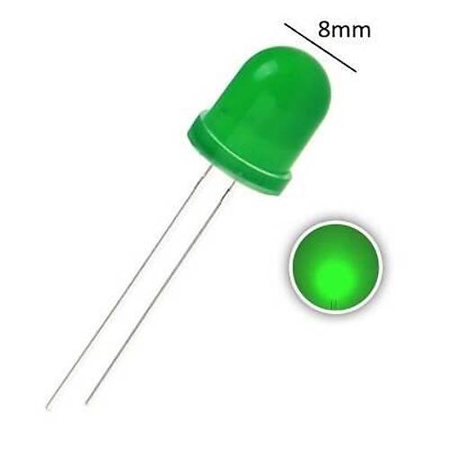 8mm Yeşil Led - 10 Adet