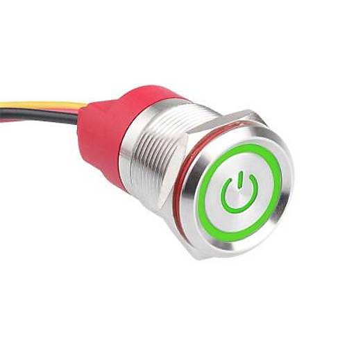 WD19T-P2-EC 19mm Dokunmatik Touch Metal Buton - Yeşil