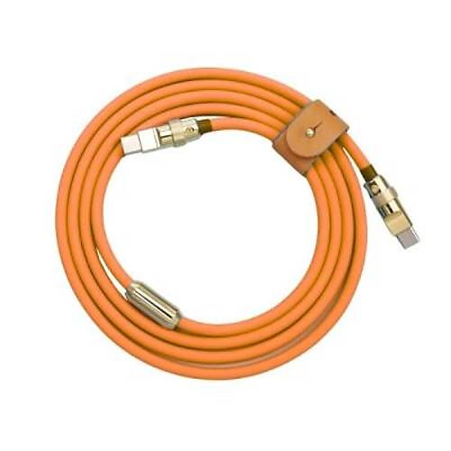 100W Turuncu Type-C Silikon Hızlı Şarj Kablosu - 1 Metre