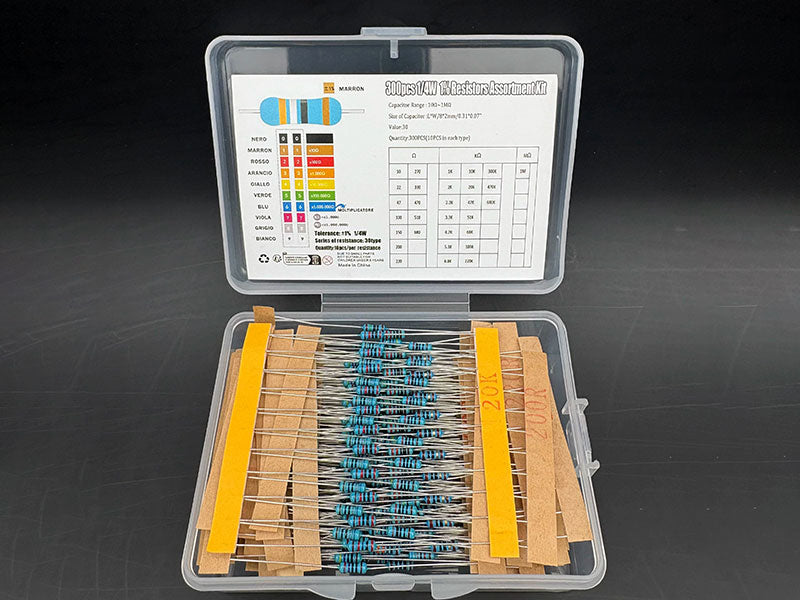 Resistor Kit 1/4W 10Ω–1MΩ 600pcs | 30-Value Assortment - Kuriosity