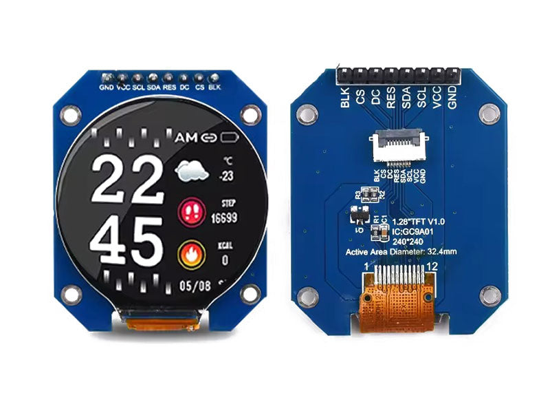 LCD TFT 1.28" Round GC9A01 - Kuriosity