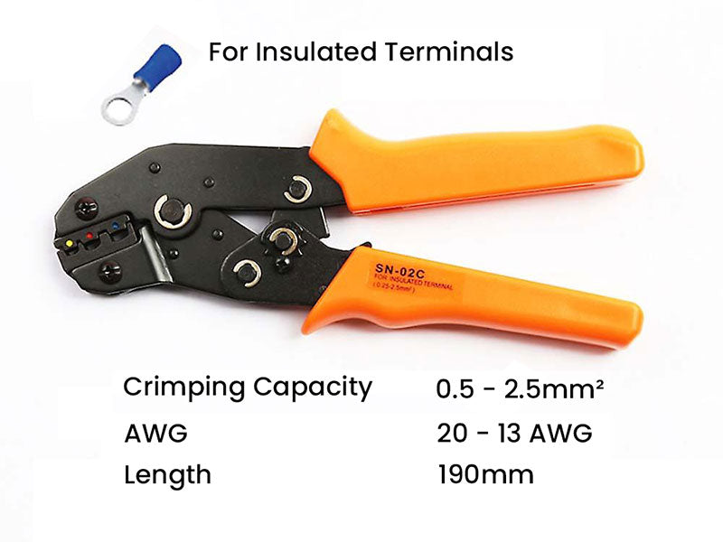Insulated Lug Crimp SN-02C | 0.5–2.5mm Wire Crimper - Kuriosity