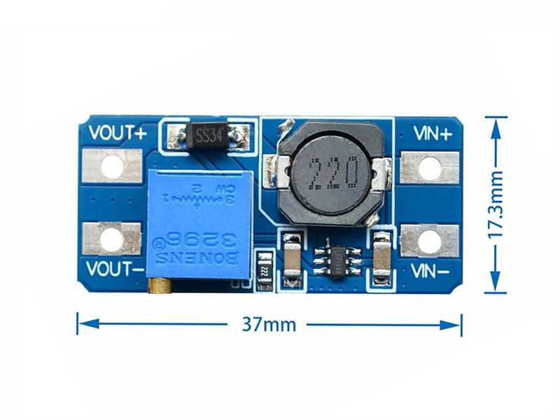 Boost Converter MT3608 2A | 2-24V to 5-28V Adjustable - Kuriosity